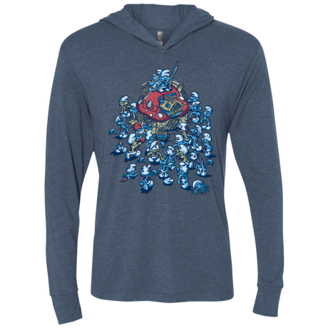 T-Shirts Indigo / X-Small BLUE HORDE Triblend Long Sleeve Hoodie Tee