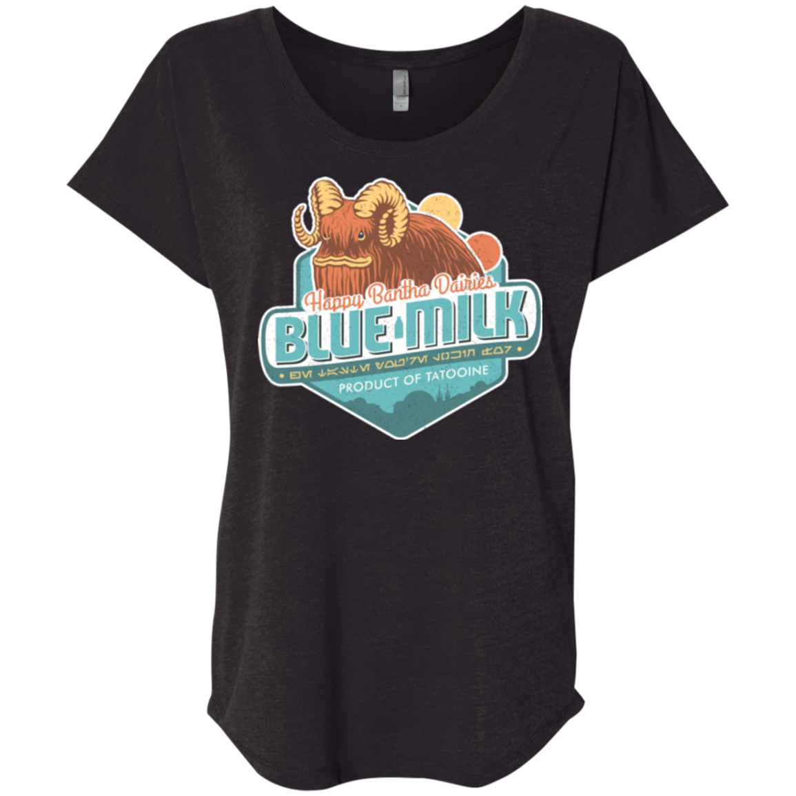 T-Shirts Vintage Black / X-Small Blue Milk Triblend Dolman Sleeve