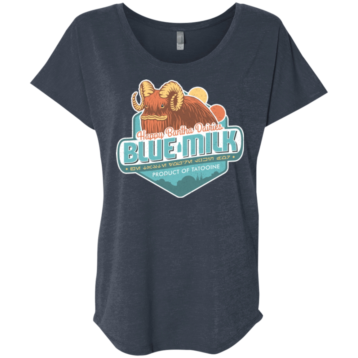 T-Shirts Vintage Navy / X-Small Blue Milk Triblend Dolman Sleeve