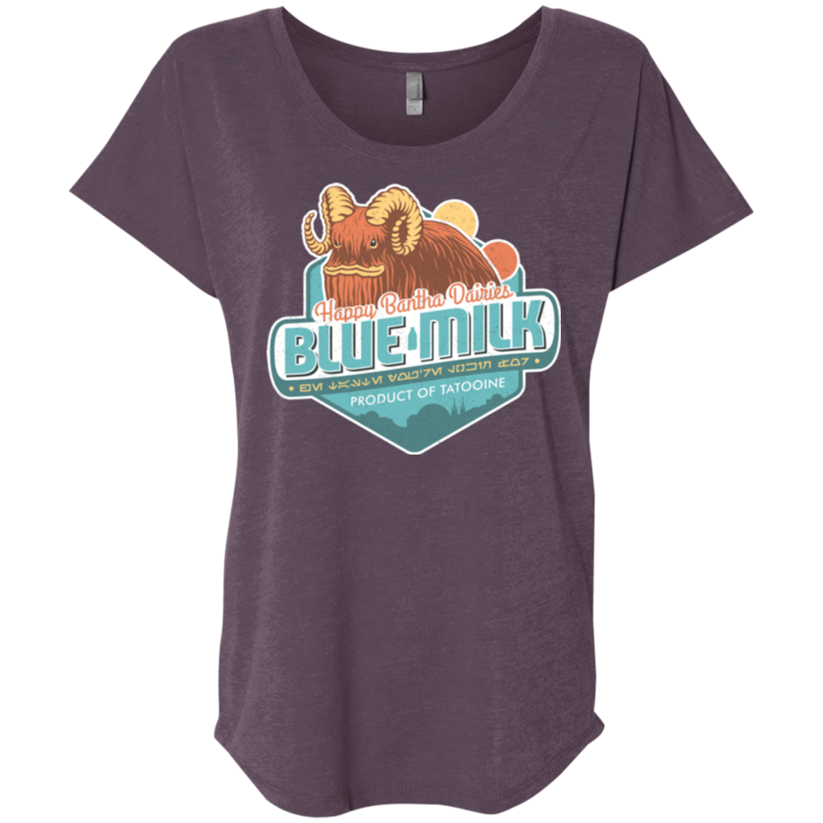 T-Shirts Vintage Purple / X-Small Blue Milk Triblend Dolman Sleeve