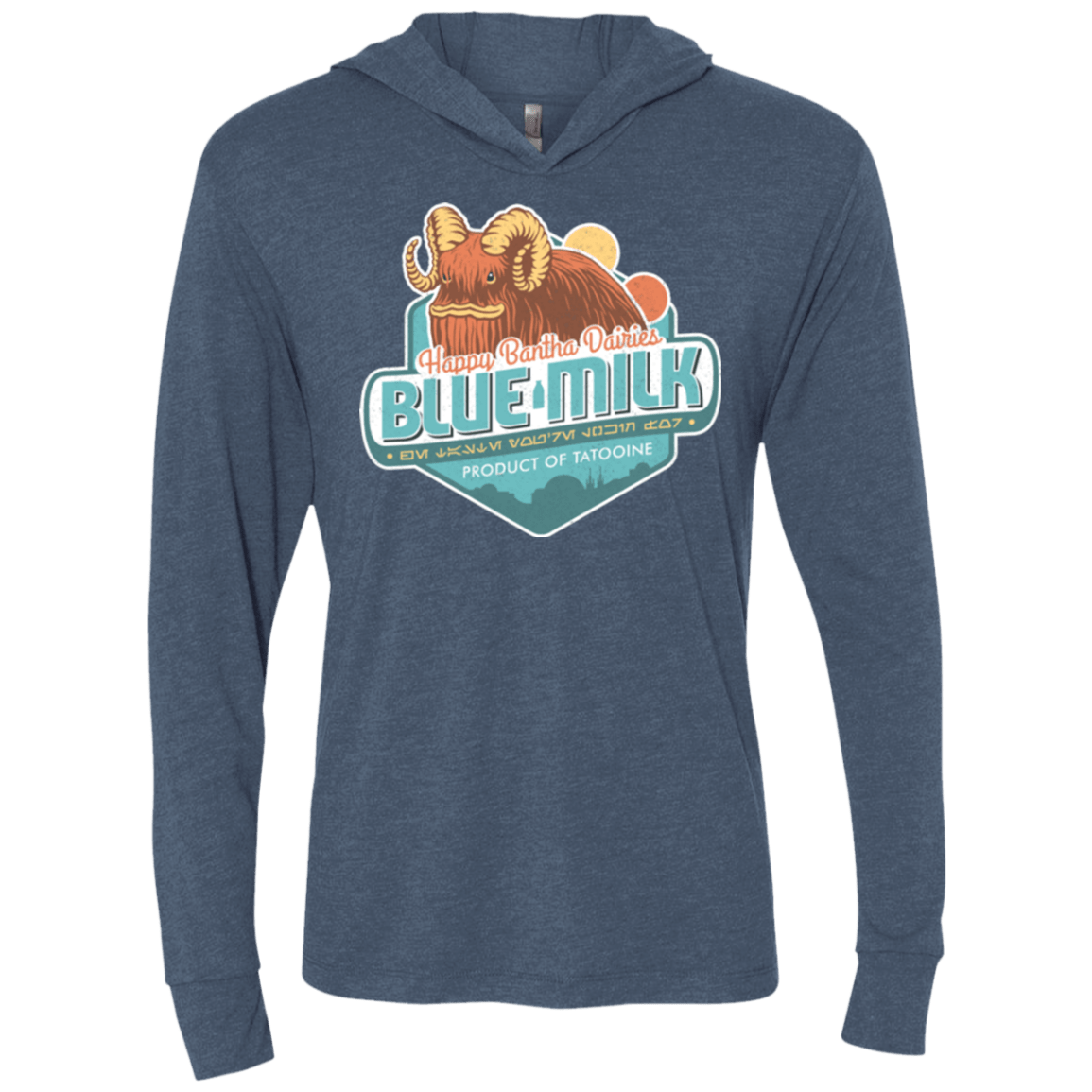 T-Shirts Indigo / X-Small Blue Milk Triblend Long Sleeve Hoodie Tee