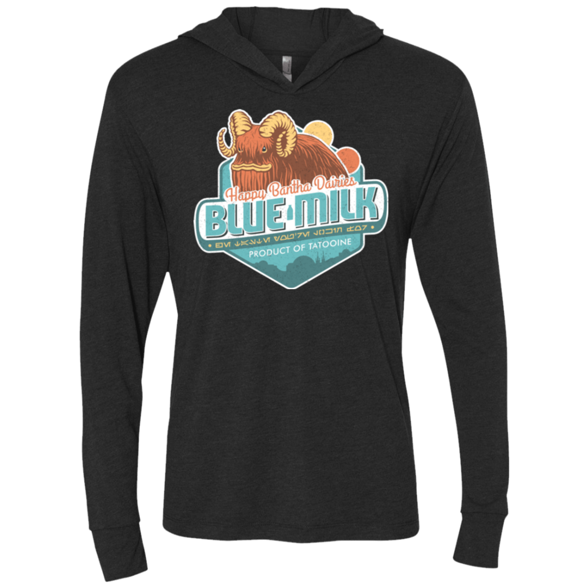 T-Shirts Vintage Black / X-Small Blue Milk Triblend Long Sleeve Hoodie Tee