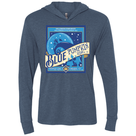 T-Shirts Indigo / X-Small Blue Pumpkin King Triblend Long Sleeve Hoodie Tee