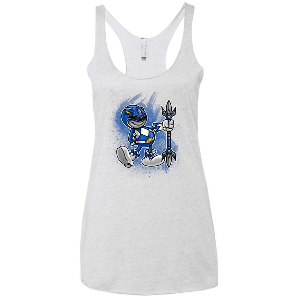 T-Shirts Heather White / X-Small Blue Ranger Artwork Women's Triblend Racerback Tank