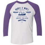 T-Shirts Heather White/Purple Rush / X-Small BOATS & WOES Men's Triblend 3/4 Sleeve