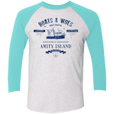 T-Shirts Heather White/Tahiti Blue / X-Small BOATS & WOES Men's Triblend 3/4 Sleeve