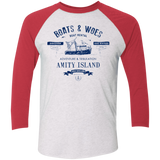 T-Shirts Heather White/Vintage Red / X-Small BOATS & WOES Men's Triblend 3/4 Sleeve