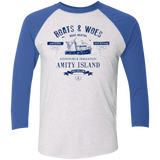 T-Shirts Heather White/Vintage Royal / X-Small BOATS & WOES Men's Triblend 3/4 Sleeve