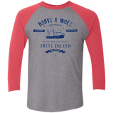 T-Shirts Premium Heather/ Vintage Red / X-Small BOATS & WOES Men's Triblend 3/4 Sleeve