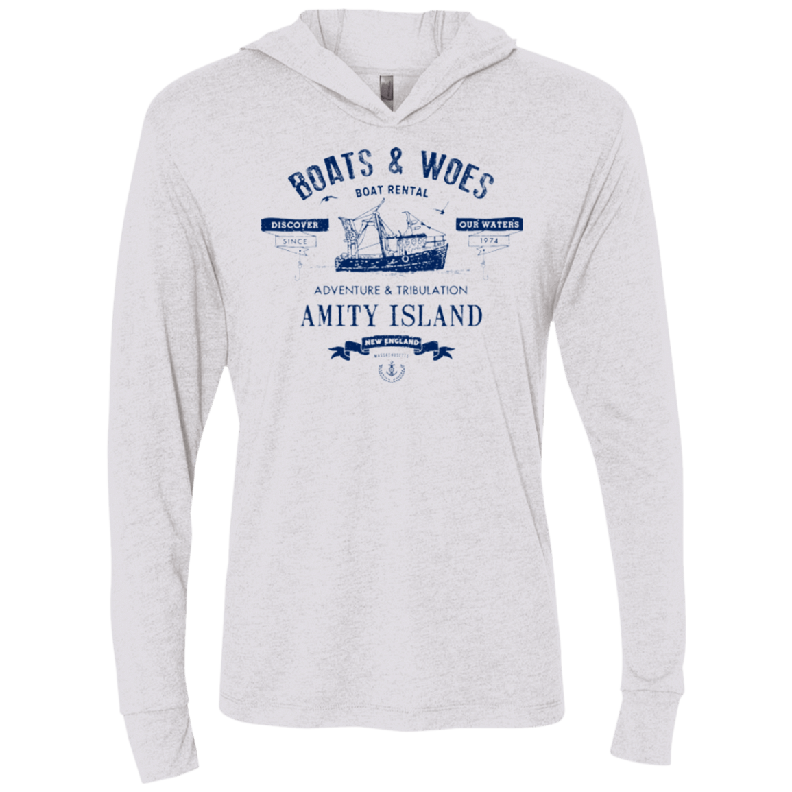 T-Shirts Heather White / X-Small BOATS & WOES Triblend Long Sleeve Hoodie Tee
