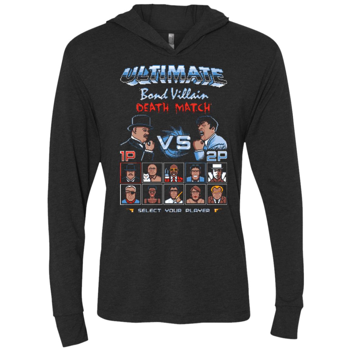 T-Shirts Vintage Black / X-Small Bond Villain Death Match Triblend Long Sleeve Hoodie Tee