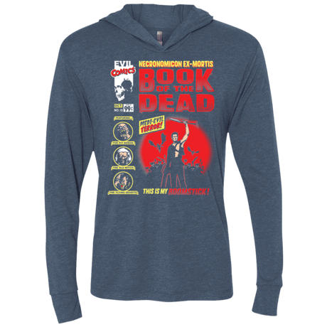 T-Shirts Indigo / X-Small Book Of The Dead Triblend Long Sleeve Hoodie Tee