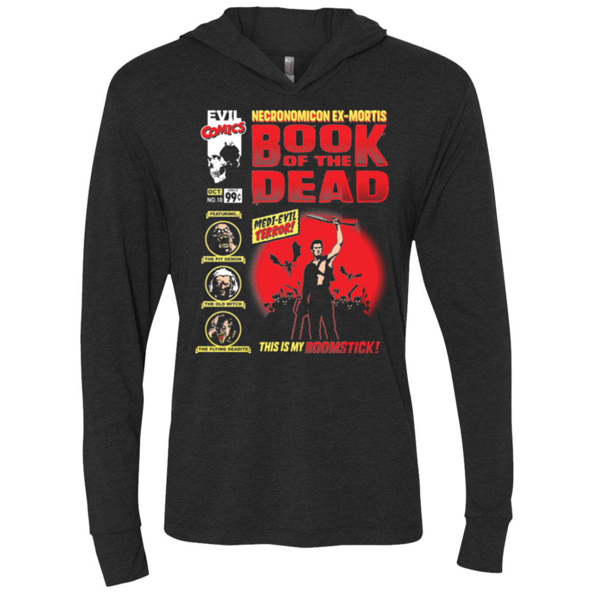 T-Shirts Vintage Black / X-Small Book Of The Dead Triblend Long Sleeve Hoodie Tee