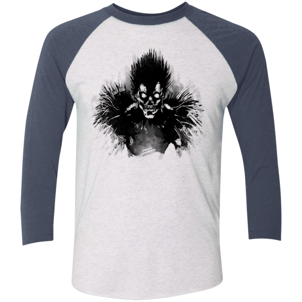 T-Shirts Heather White/Indigo / X-Small Bored Shinigami Men's Triblend 3/4 Sleeve