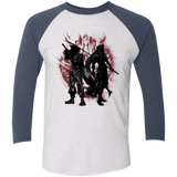 T-Shirts Heather White/Indigo / X-Small Born Enemies Men's Triblend 3/4 Sleeve