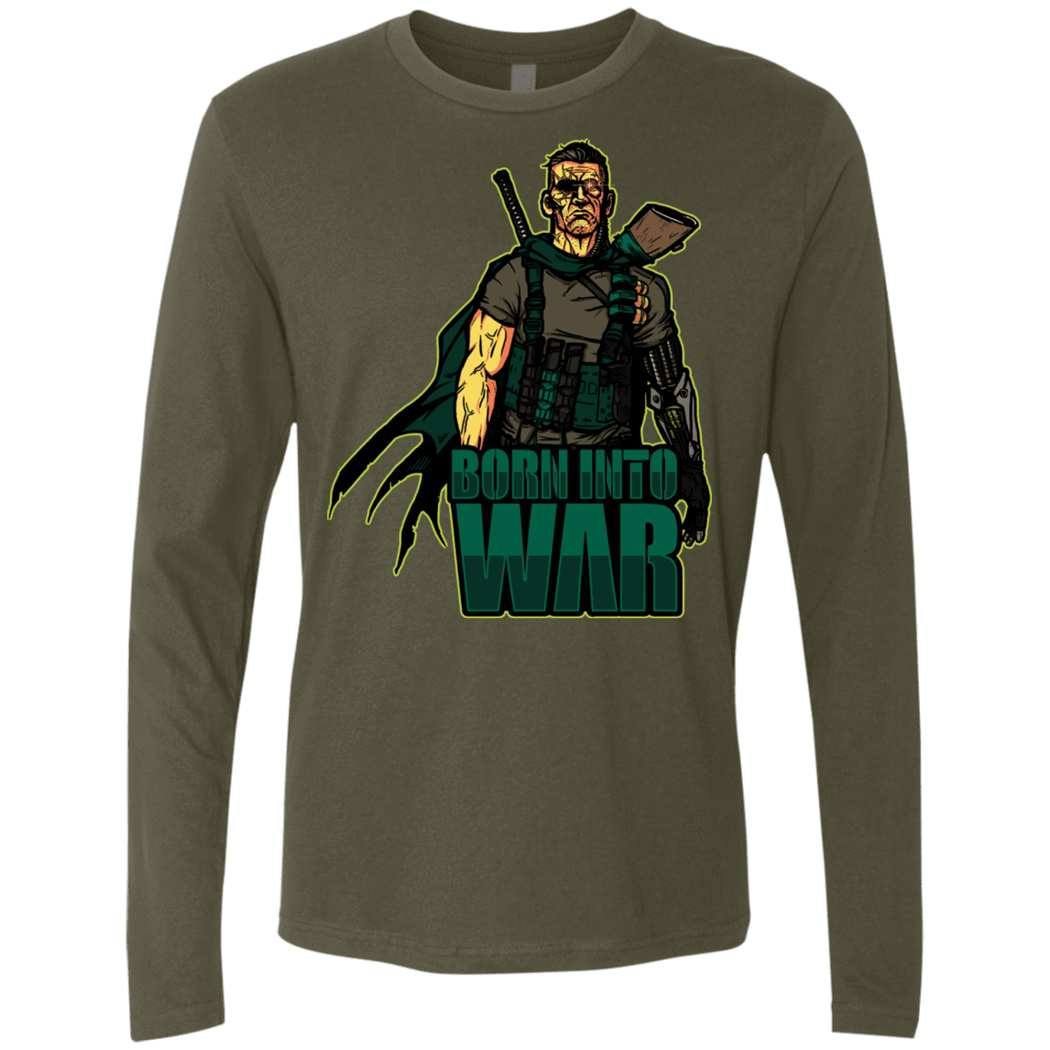 T-Shirts Military Green / S Born Into War Men's Premium Long Sleeve