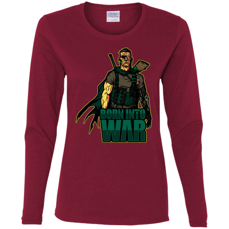 T-Shirts Cardinal / S Born Into War Women's Long Sleeve T-Shirt