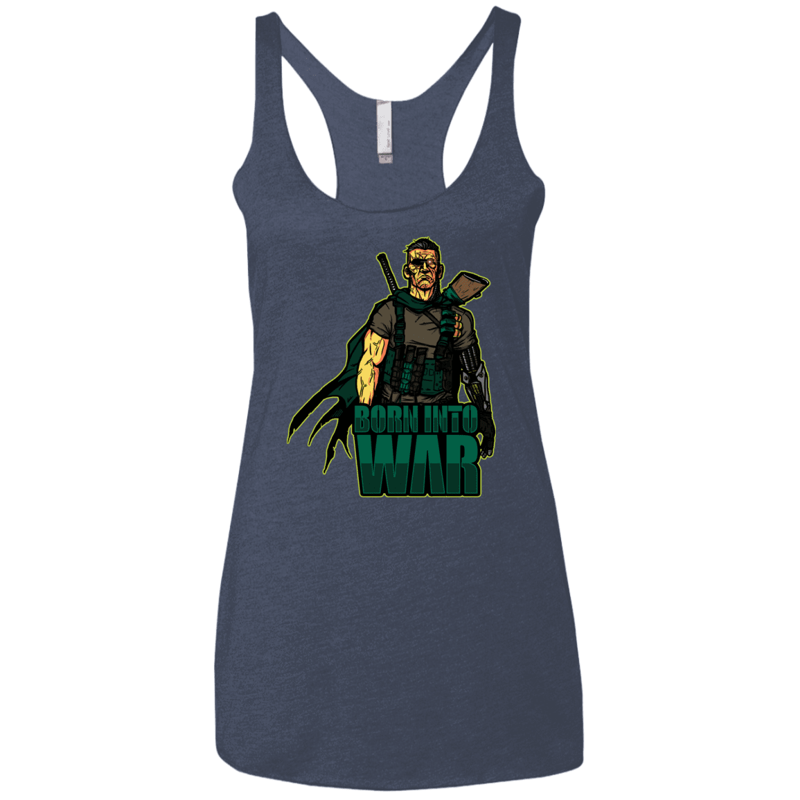T-Shirts Vintage Navy / X-Small Born Into War Women's Triblend Racerback Tank