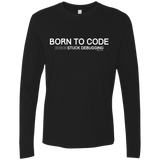 T-Shirts Black / Small Born To Code Stuck Debugging Men's Premium Long Sleeve
