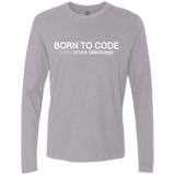T-Shirts Heather Grey / Small Born To Code Stuck Debugging Men's Premium Long Sleeve