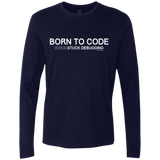 T-Shirts Midnight Navy / Small Born To Code Stuck Debugging Men's Premium Long Sleeve