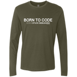T-Shirts Military Green / Small Born To Code Stuck Debugging Men's Premium Long Sleeve