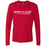 T-Shirts Red / Small Born To Code Stuck Debugging Men's Premium Long Sleeve