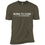 T-Shirts Military Green / X-Small Born To Code Stuck Debugging Men's Premium T-Shirt