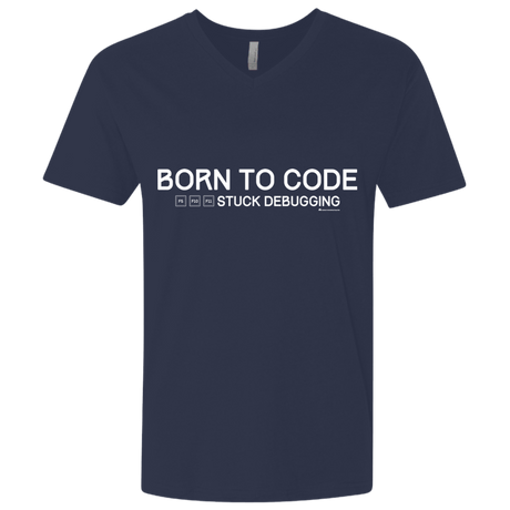T-Shirts Midnight Navy / X-Small Born To Code Stuck Debugging Men's Premium V-Neck