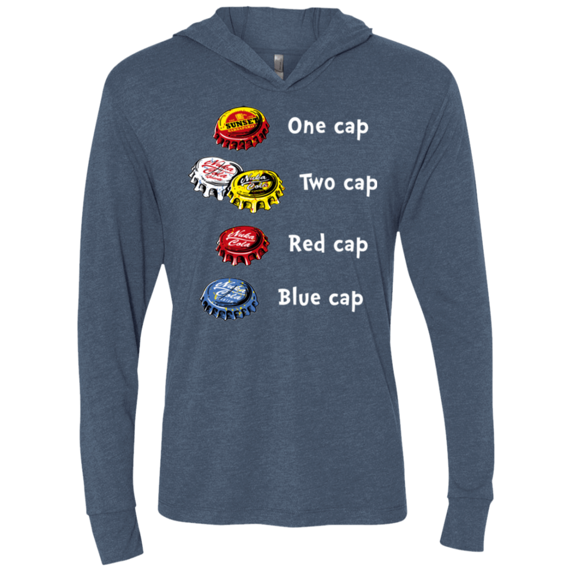 T-Shirts Indigo / X-Small Bottle Caps Fever Triblend Long Sleeve Hoodie Tee