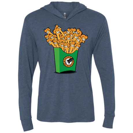 T-Shirts Indigo / X-Small Box of Fries Triblend Long Sleeve Hoodie Tee