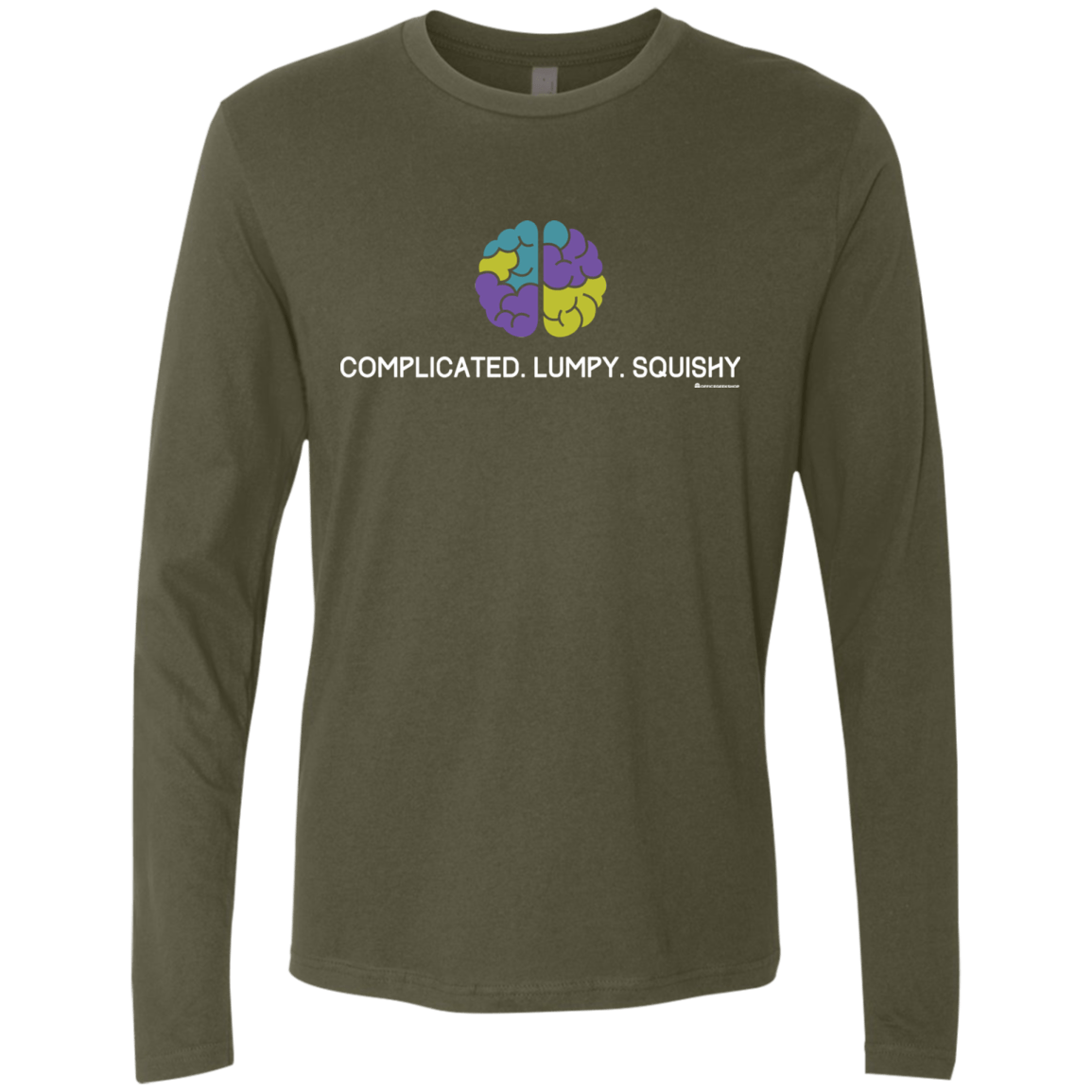 T-Shirts Military Green / Small Brain Men's Premium Long Sleeve