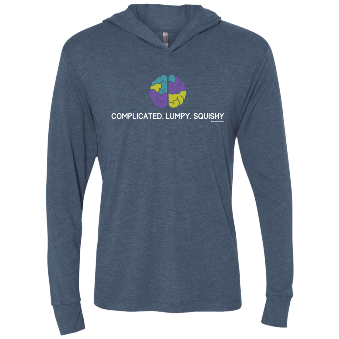 T-Shirts Indigo / X-Small Brain Triblend Long Sleeve Hoodie Tee