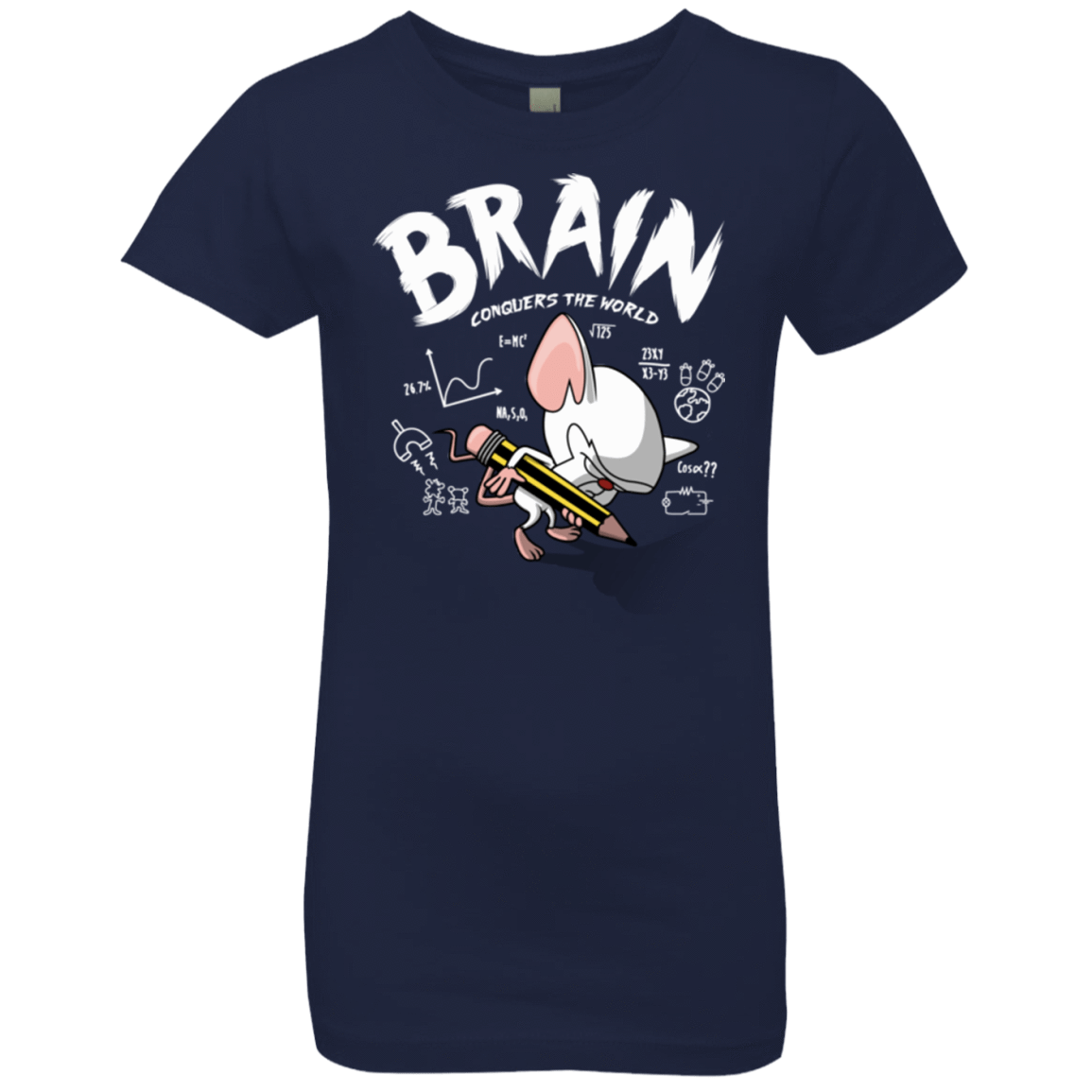 T-Shirts Midnight Navy / YXS Brain vs The World Girls Premium T-Shirt