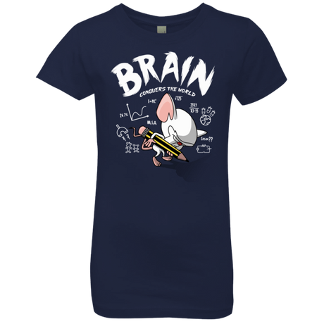 T-Shirts Midnight Navy / YXS Brain vs The World Girls Premium T-Shirt