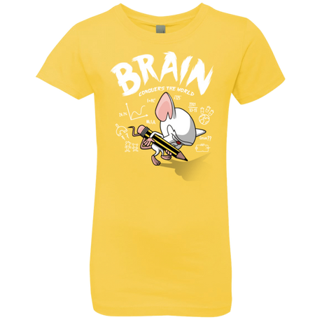 T-Shirts Vibrant Yellow / YXS Brain vs The World Girls Premium T-Shirt