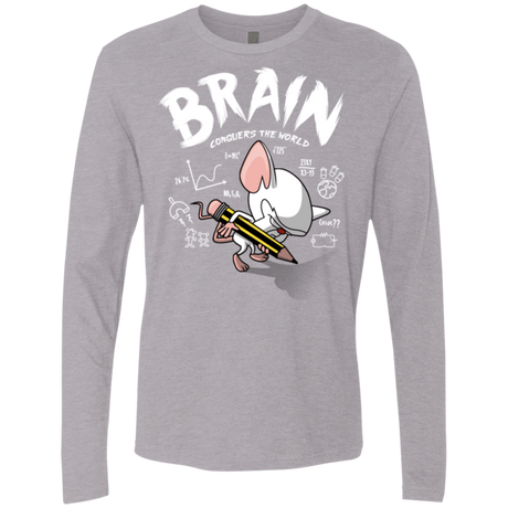 T-Shirts Heather Grey / Small Brain vs The World Men's Premium Long Sleeve