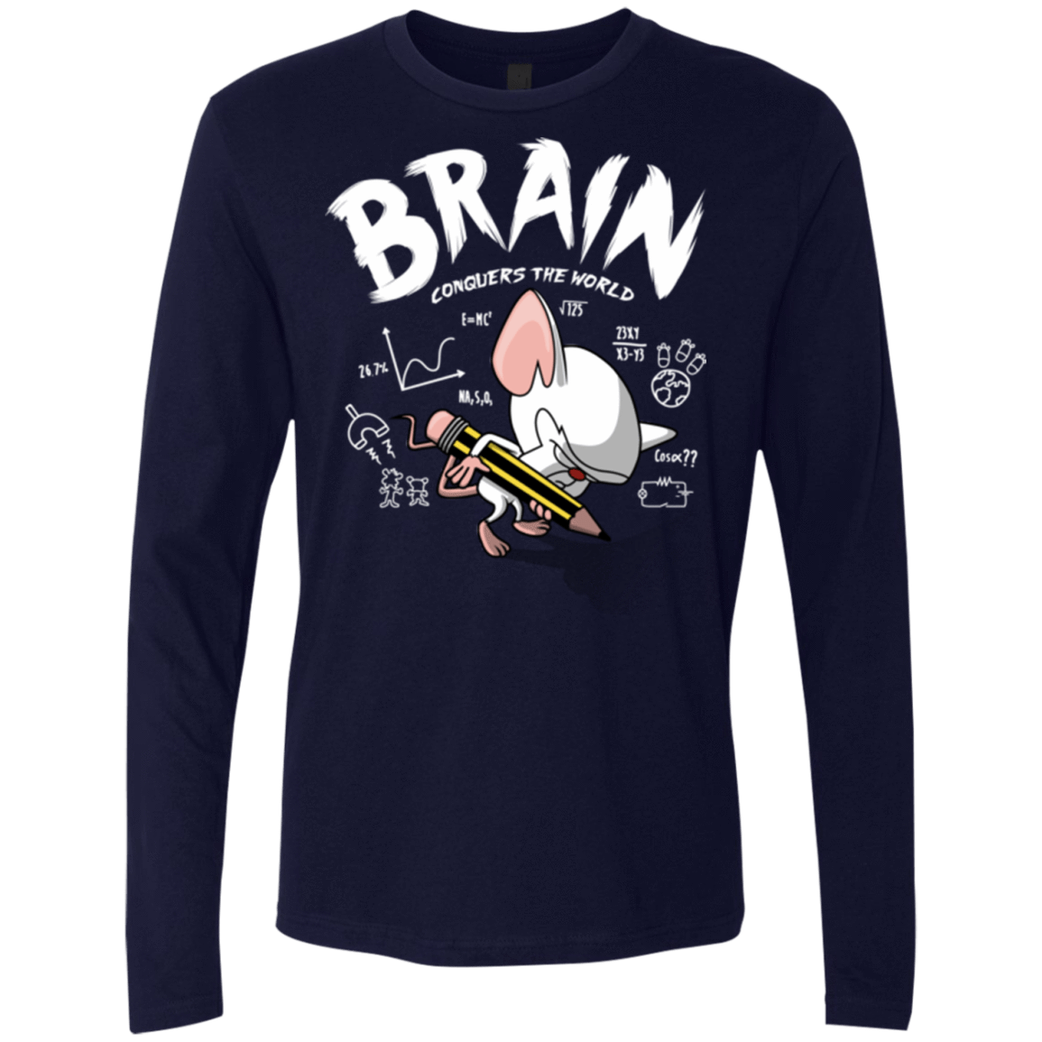 T-Shirts Midnight Navy / Small Brain vs The World Men's Premium Long Sleeve