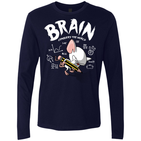 T-Shirts Midnight Navy / Small Brain vs The World Men's Premium Long Sleeve