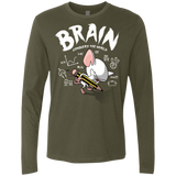 T-Shirts Military Green / Small Brain vs The World Men's Premium Long Sleeve