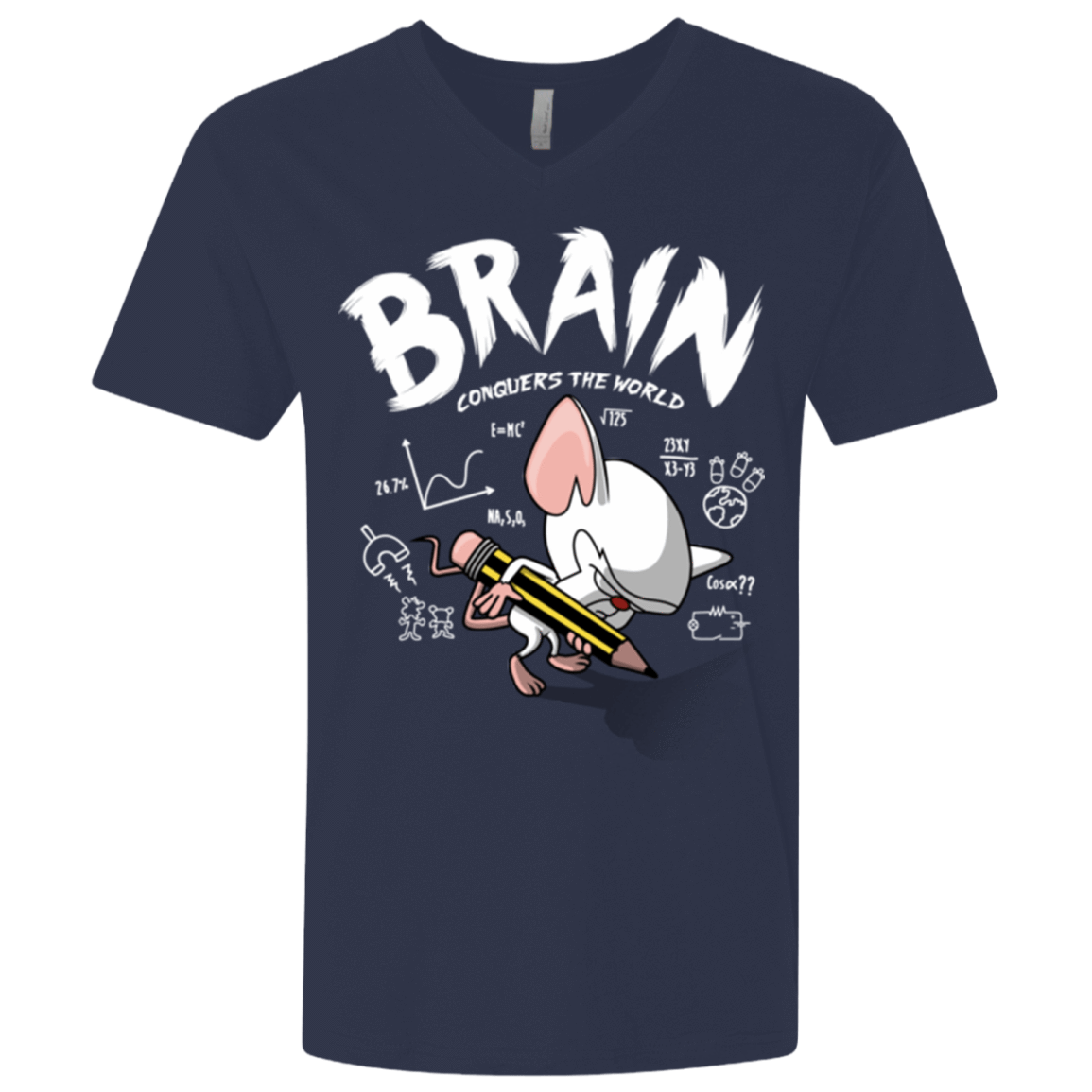 T-Shirts Midnight Navy / X-Small Brain vs The World Men's Premium V-Neck