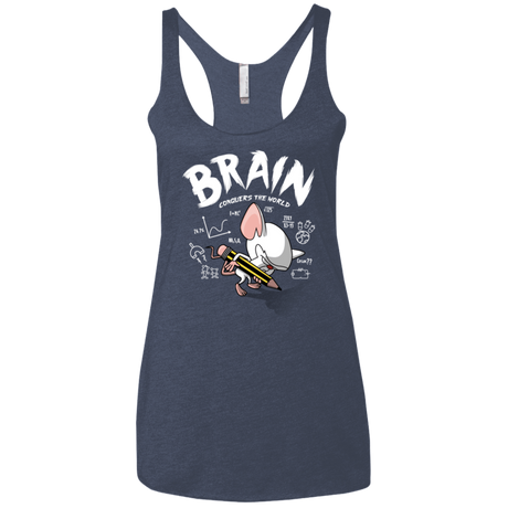 T-Shirts Vintage Navy / X-Small Brain vs The World Women's Triblend Racerback Tank