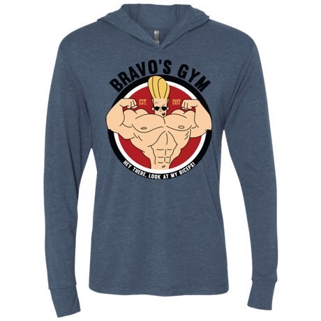 T-Shirts Indigo / X-Small Bravo's Gym Triblend Long Sleeve Hoodie Tee