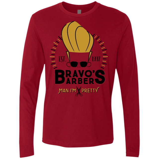 T-Shirts Cardinal / Small Bravos Barbers Men's Premium Long Sleeve