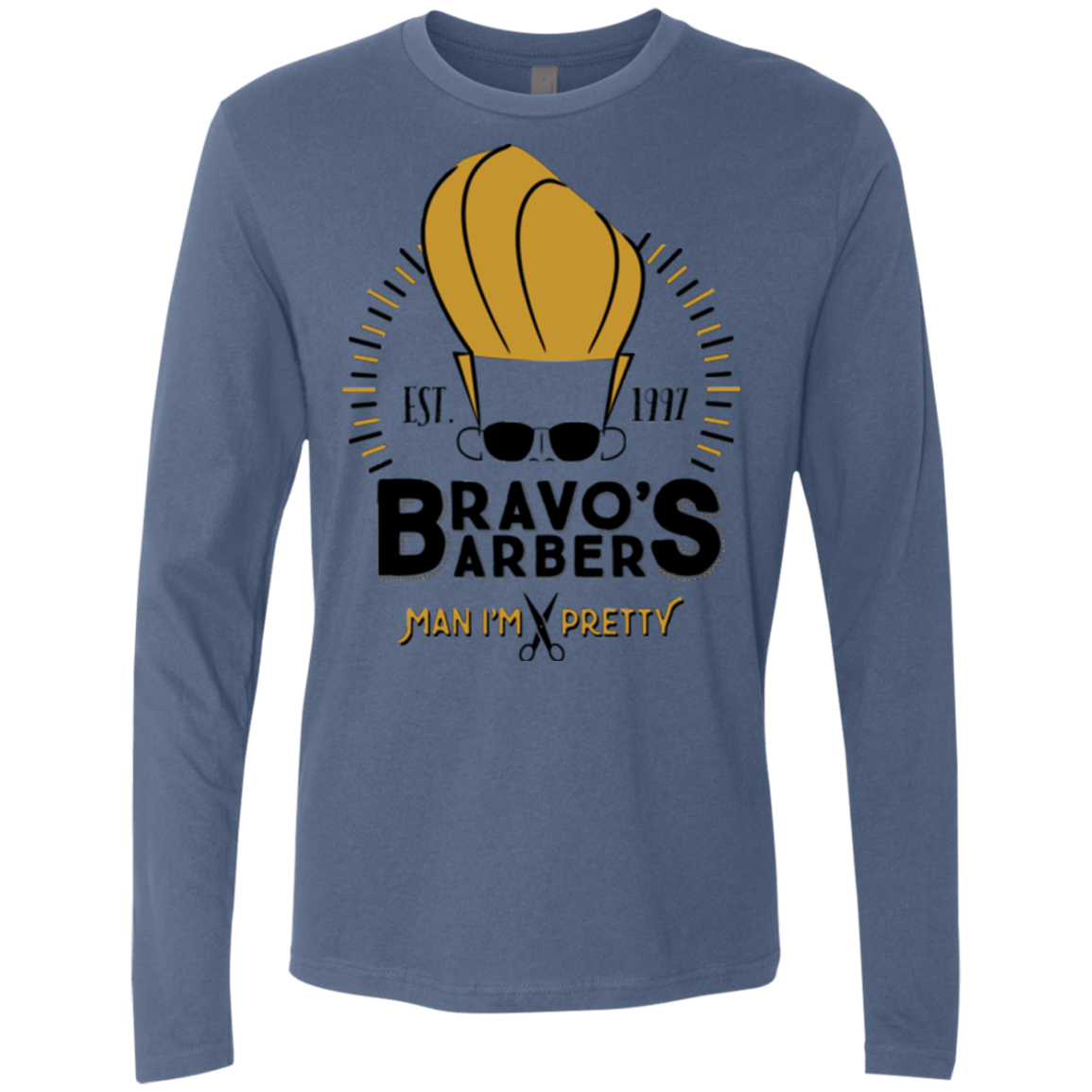 T-Shirts Indigo / Small Bravos Barbers Men's Premium Long Sleeve