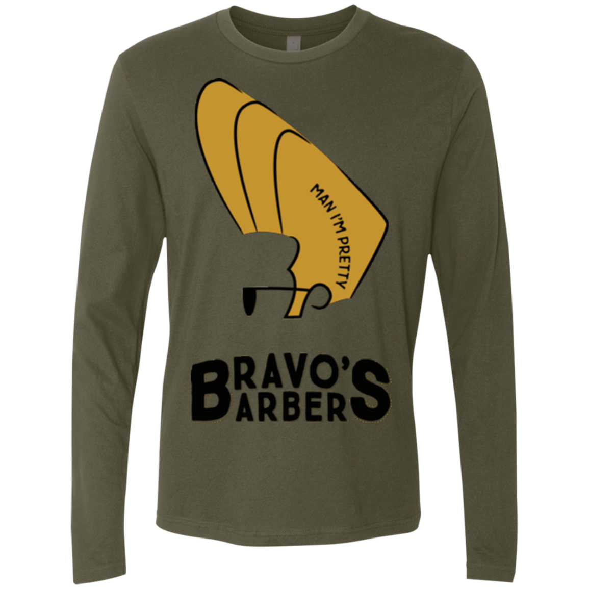 T-Shirts Military Green / S Bravos Barbers Men's Premium Long Sleeve