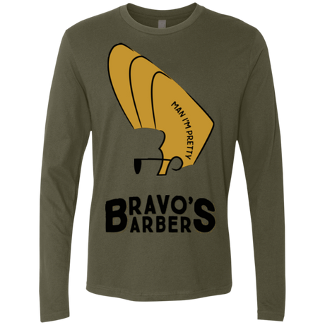 T-Shirts Military Green / S Bravos Barbers Men's Premium Long Sleeve