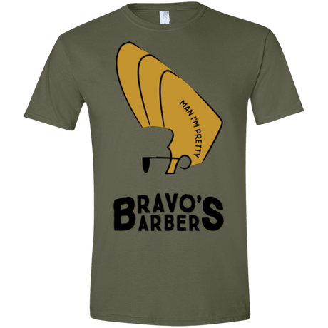 T-Shirts Military Green / S Bravos Barbers Men's Semi-Fitted Softstyle