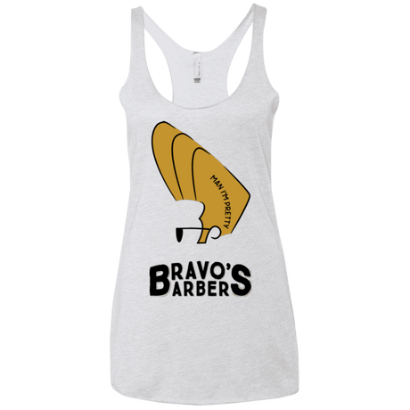 T-Shirts Heather White / X-Small Bravos Barbers Women's Triblend Racerback Tank