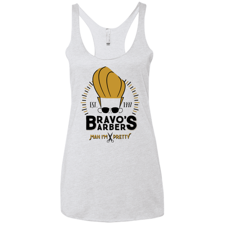 T-Shirts Heather White / X-Small Bravos Barbers Women's Triblend Racerback Tank